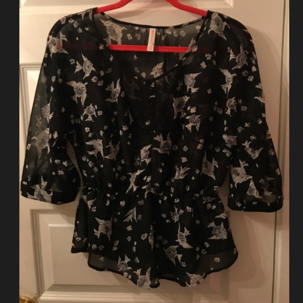 Mesh Blouse - Xhilaration Target Black